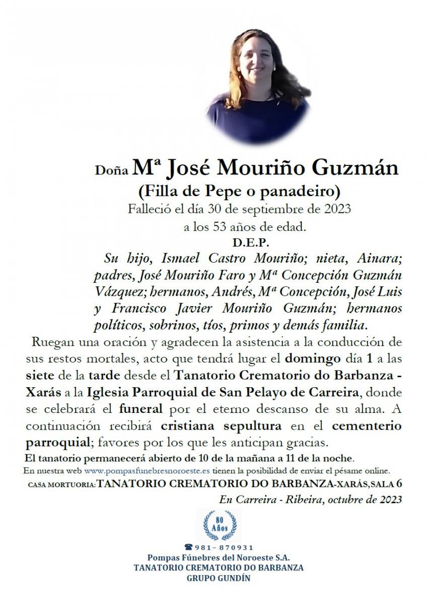 Mouriño Guzman, Mª José