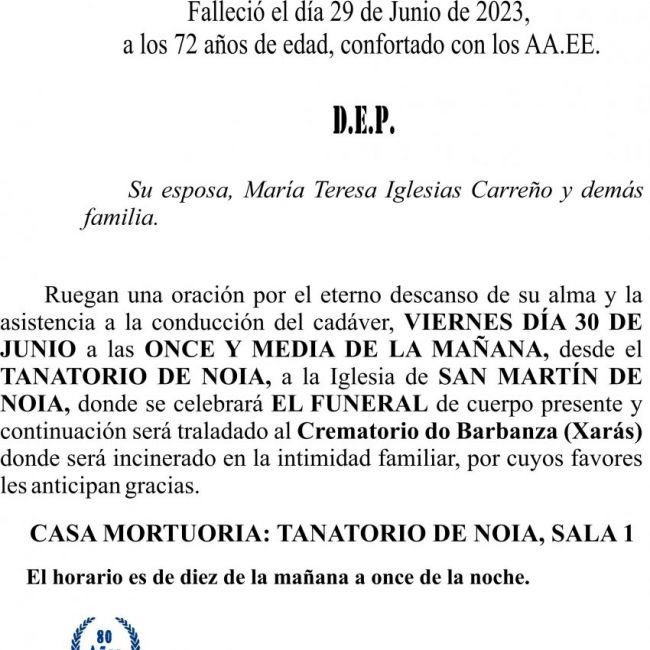Esquela, Manuel Ángel Sóñora Gómez (Incinerción)