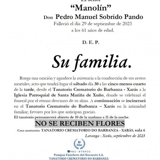 Sobrido Pando, Pedro Manuel
