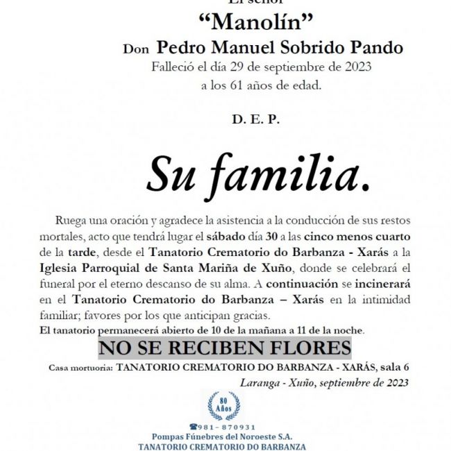 Sobrido Pando, Pedro Manuel