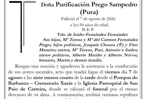 Prego Santamaria, Purificacion