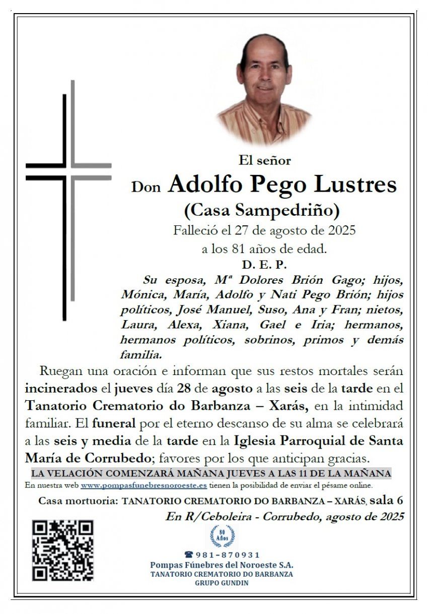 Pego Lustres, Adolfo