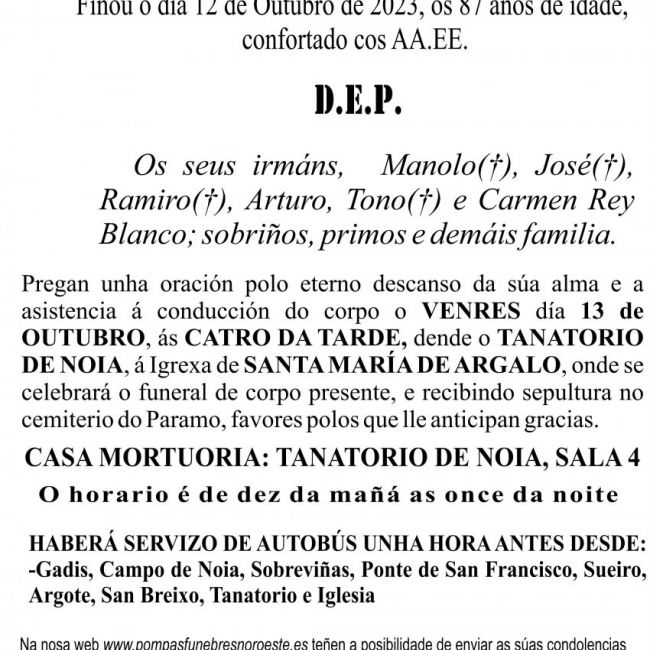 ESQUELA GALEGO  aurelio rey blanco