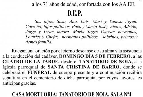2023 ESQUELA  María del Carmen Carreño Tages(santa cristina)