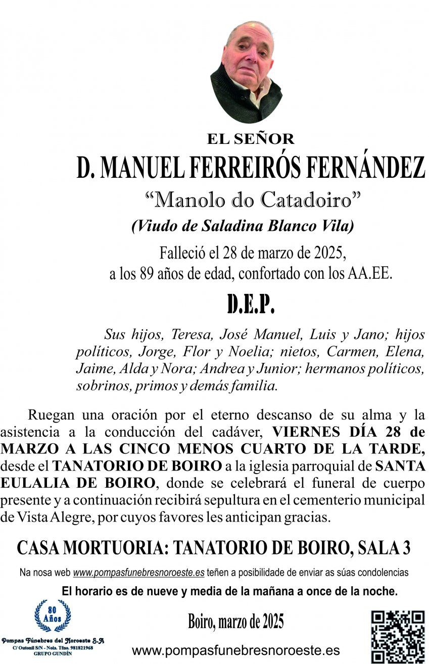 esquela 2025 Manuel Ferreirós Fernández