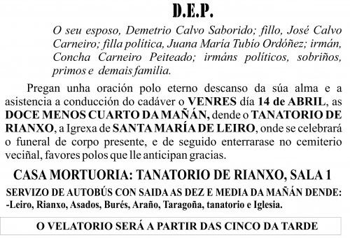 23 02 ESQUELA GALEGO  Carmen Carneiro Peiteado