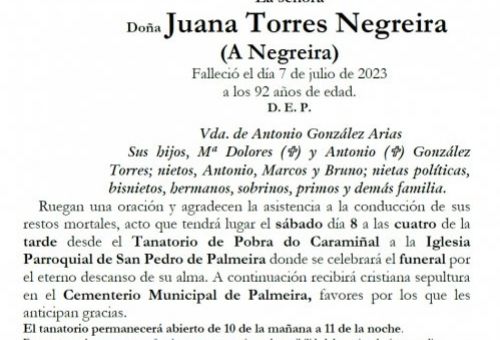 Torres Negreira, Juana