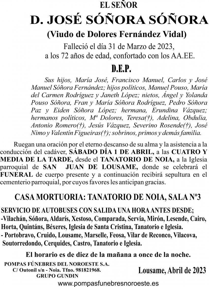 23 03 ESQUELA   José Sóñora Sóñora