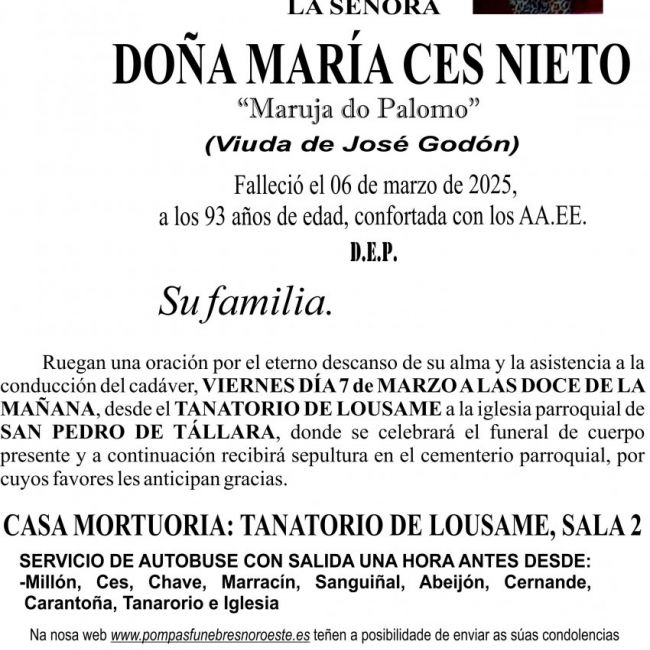 Copia de seguridad de 25 01 ESQUELA    Doña María Ces Nieto