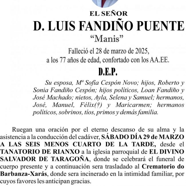 ESQUELA 2025   Luis Fandiño