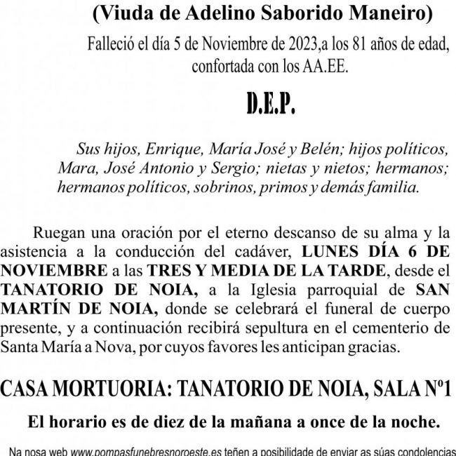 11 23 Esquela María José Alonso Fiaño