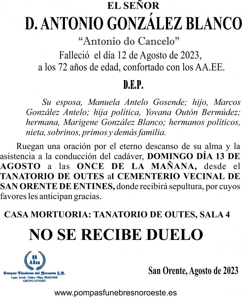 08 23 Esquela, Antonio González Blanco