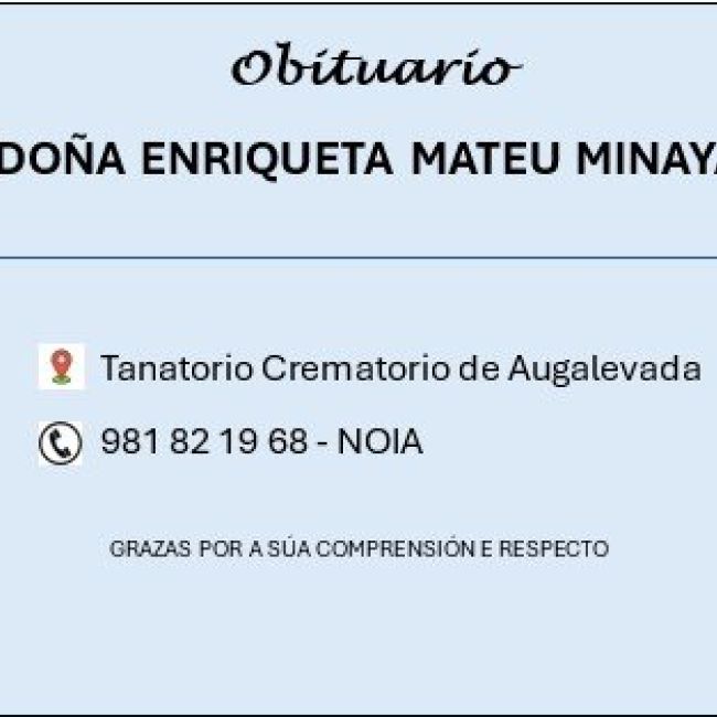 obitario de Enriqueta Mateu Minaya