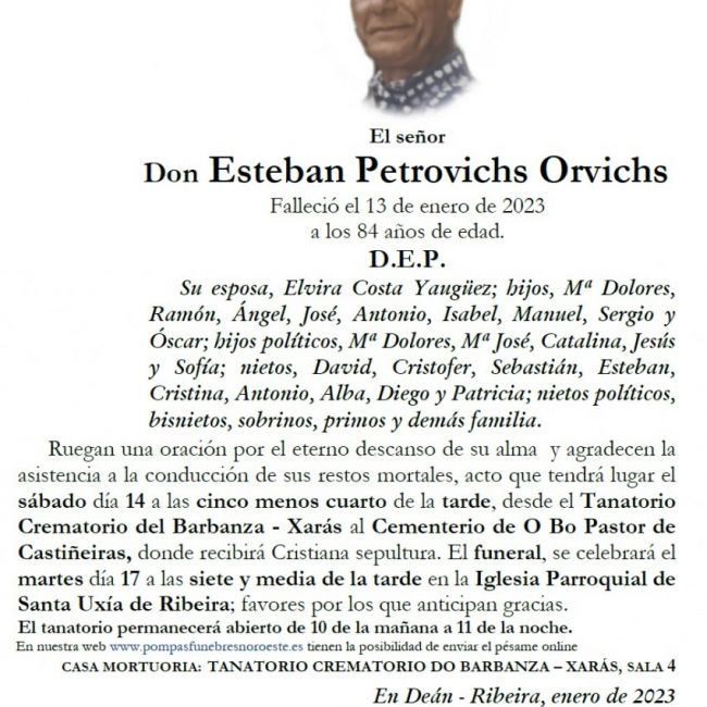 Petrovichs Orvichs, Esteban