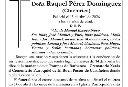 ESQUELA XARas castiñeiras ribeira raquel perez dominguez