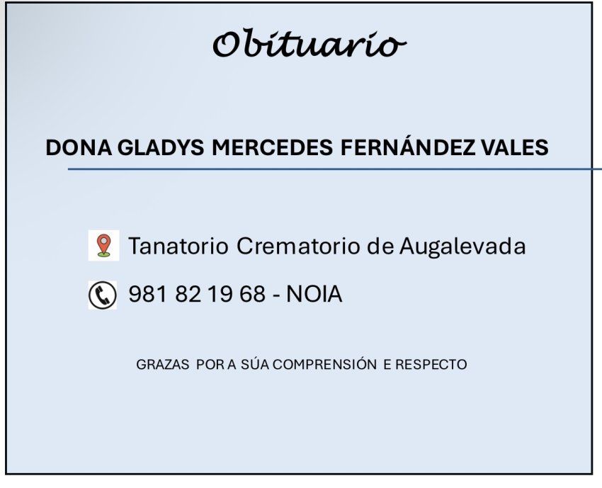 Doña Gladys Mercedes Fernández Vales