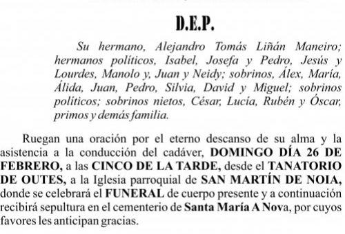 23 02  ESQUELA   María Julia Liñán Maneiro