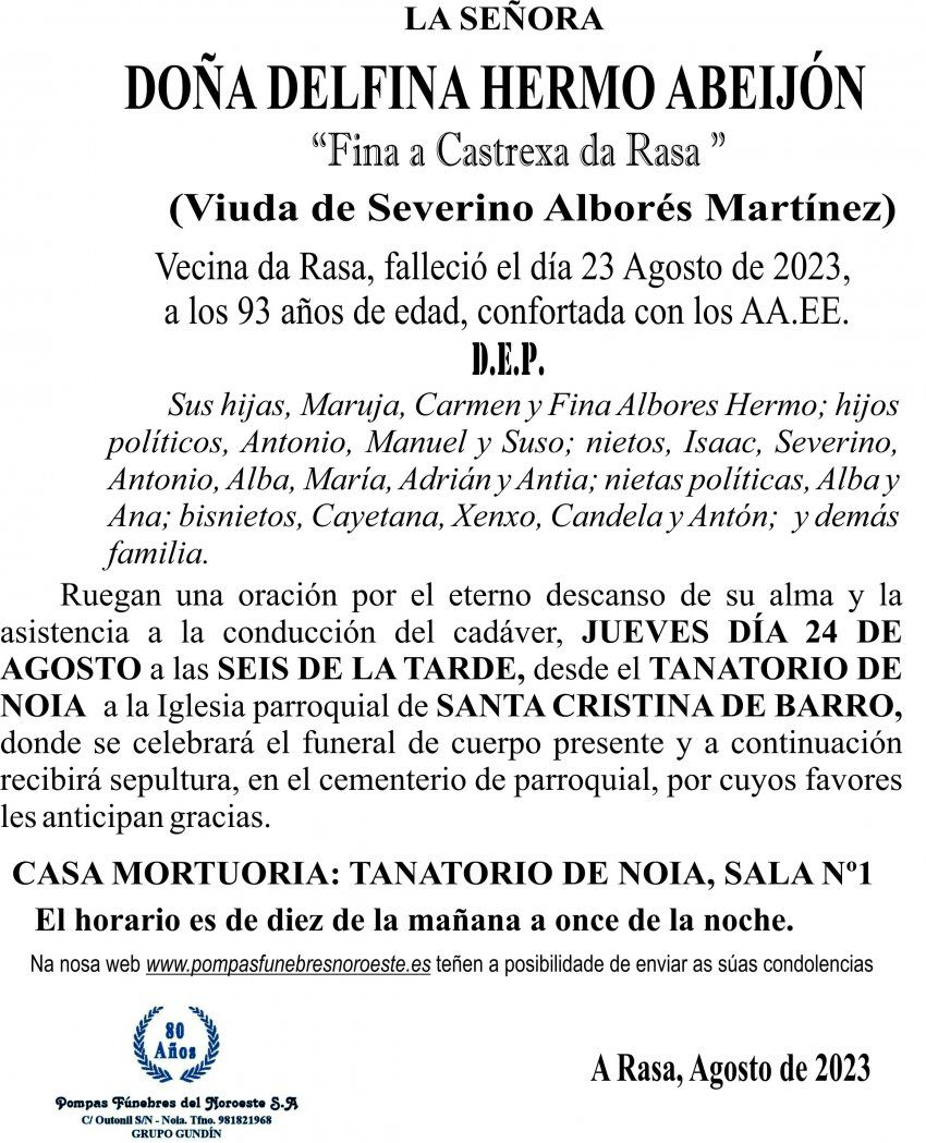 08 23 Esquela,DELFINA HERMO ABEIJÓN
