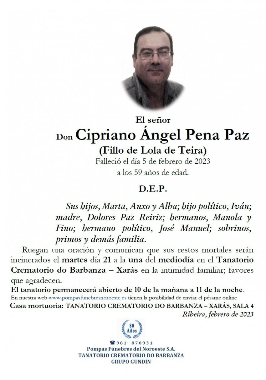 Pena Paz, Cipriano Ángel