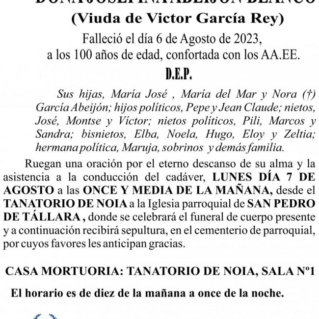 07 23 Esquela, Josefina Abeijón Blanco