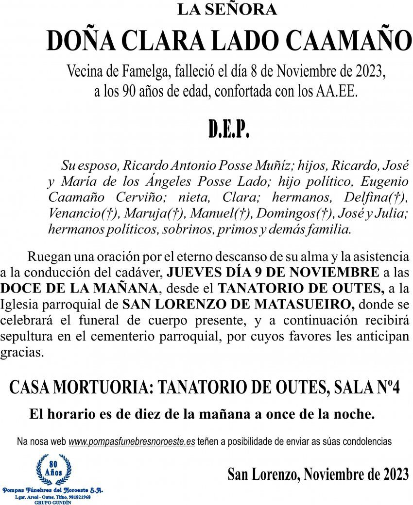 11 23 Esquela Clara Lado Caamaño