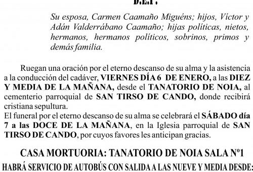Esquela 2023, José Antonio Valderrabano Freire