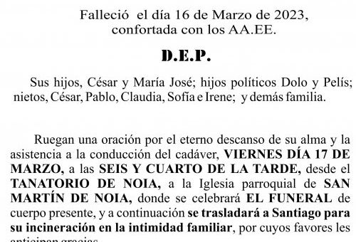 Esquela Ageitos   fina diaz fornas