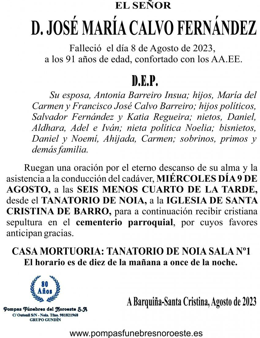 23 07 ESQUELA    José María Calco Fernández
