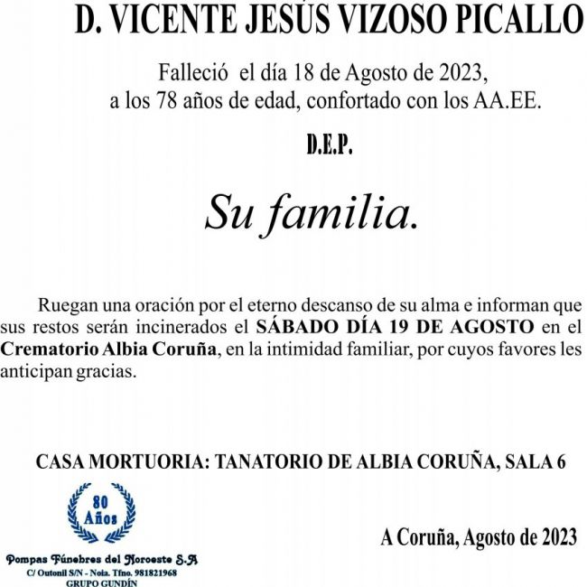08 23 Esquela, Jesús Vizoso