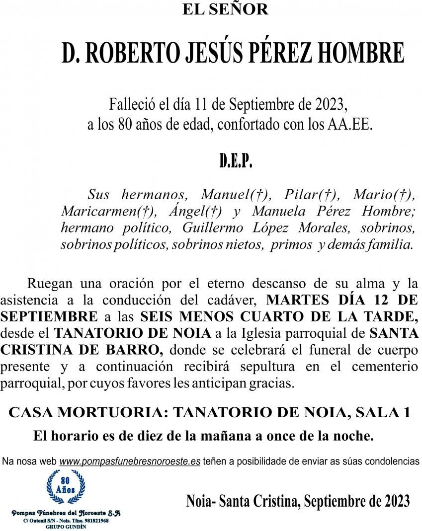 07 23 Esquela Roberto Jesús Pérez Hombre
