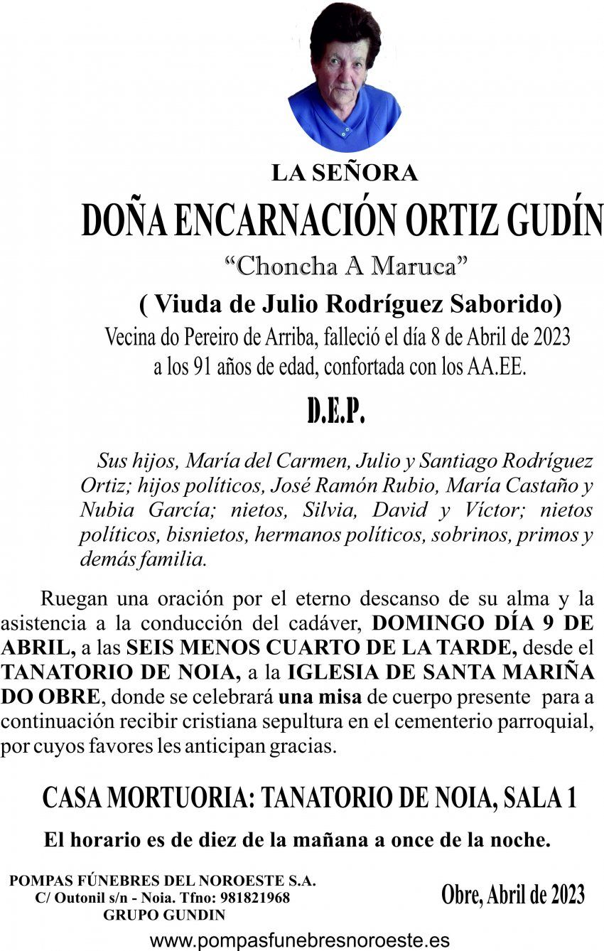 22 ESQUELA Encarnación Ortiz Gudin