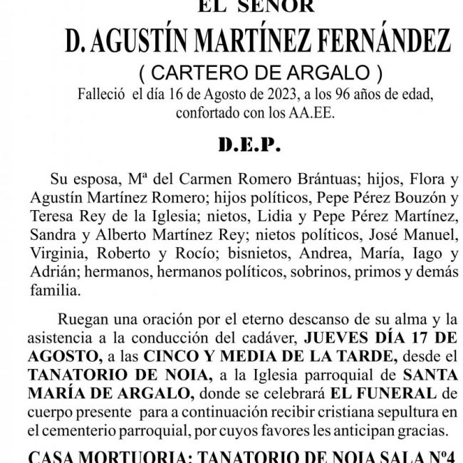 Esquela Ageitos   agustin martinezo