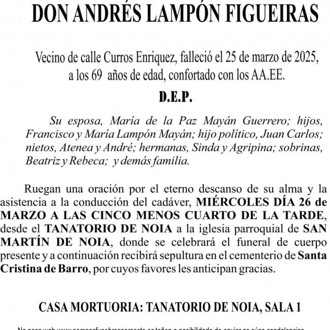 Esquela  2025 andres lampon figueiras