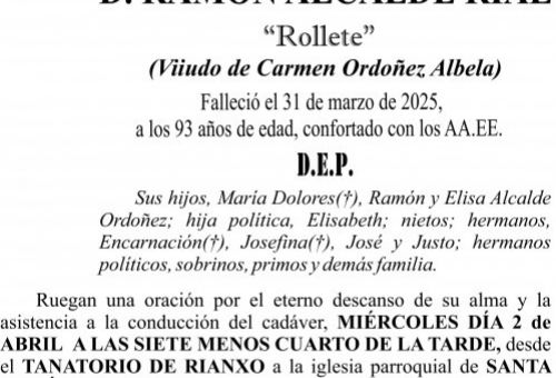 ESQUELA 2025   RAMON ALCALDE RIAL