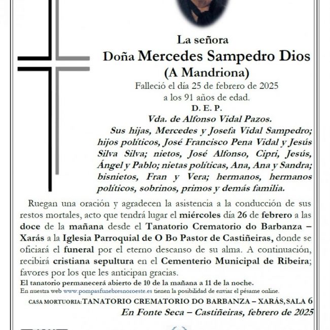 Sampedro Dios, Mercedes