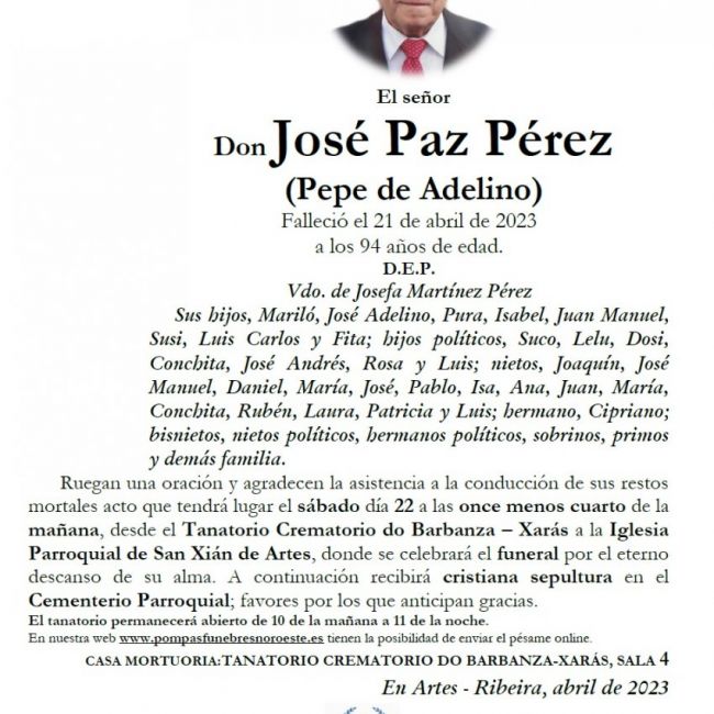 Paz Perez, Jose