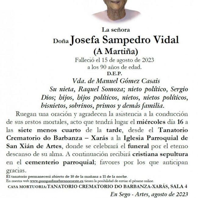 Sampedro Vidal, Josefa
