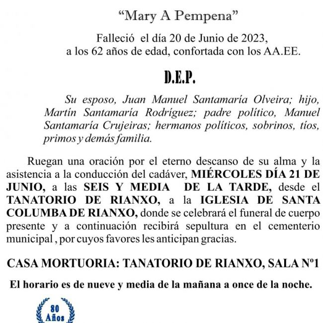 23 06 ESQUELA    María Rodríguez Iglesias