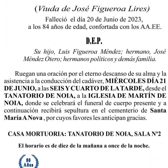 23 06 ESQUELA    Pepita Méndez Otero