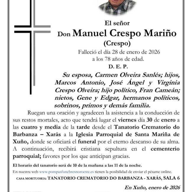 ESQUELA Manuel Crespo Mariño
