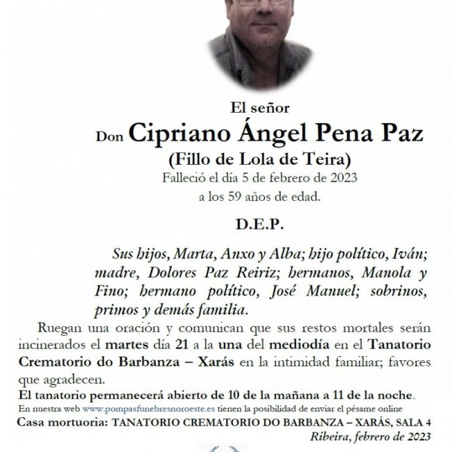 Pena Paz, Cipriano Ángel