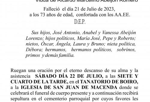 ESQUELA 23,  MOIMENTA   eUGENIA Lorenzo Piñeiro