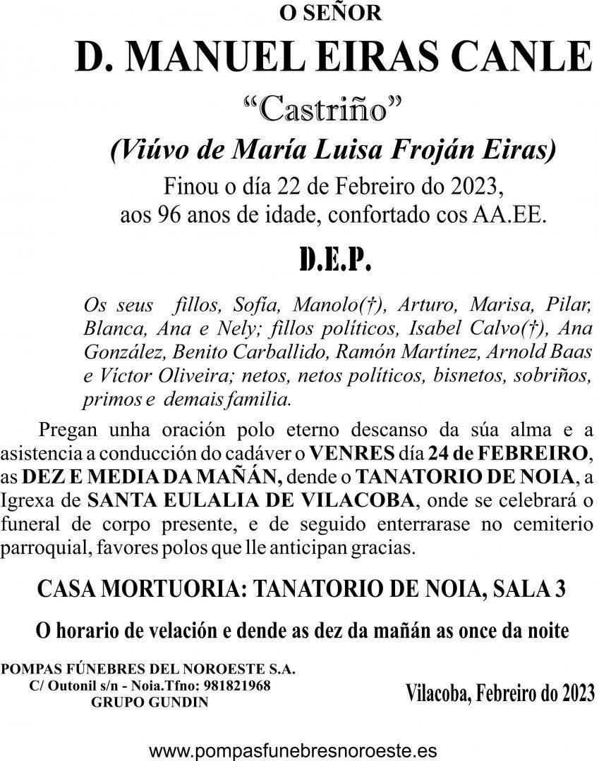 23 02 ESQUELA GALEGO  Manuel Eiras Canle