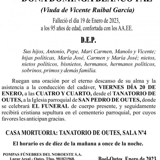 23 01 ESQUELA Dominga Blanco Paz