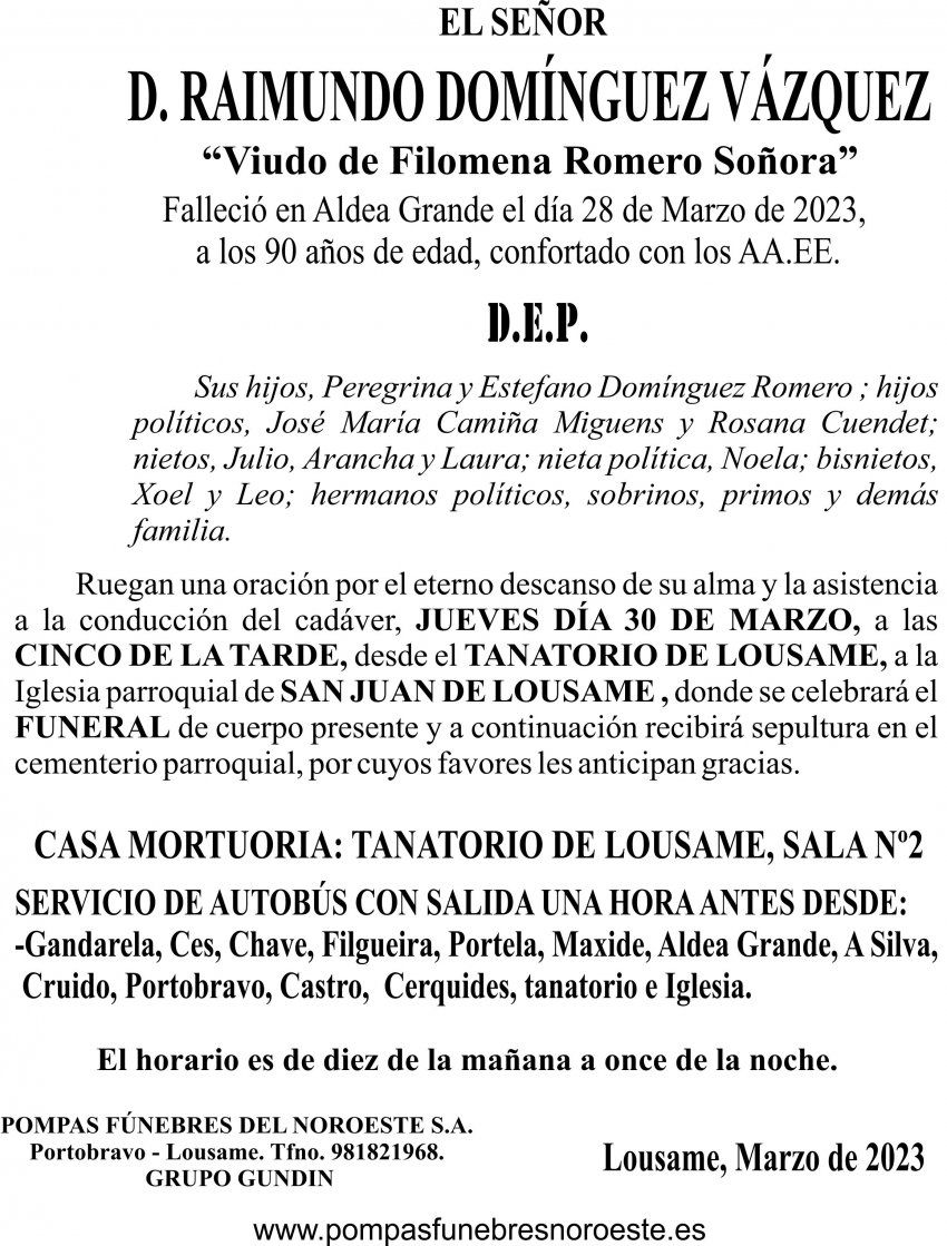 29 03 ESQUELA   Raimundo Dominguez Vazquez