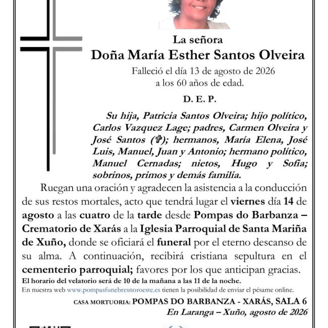 Tana Xaras Xuño María Esther Santos Olveira