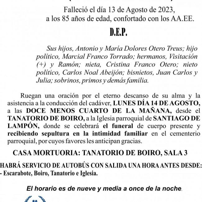 esquela benito otero piñeiro