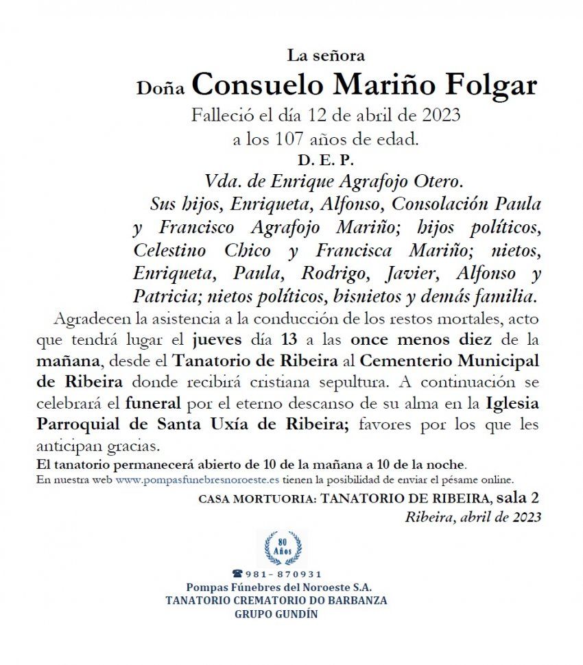 Mariño Folgar, Consuelo