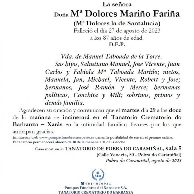 Mariño Fariña, Mª Dolores