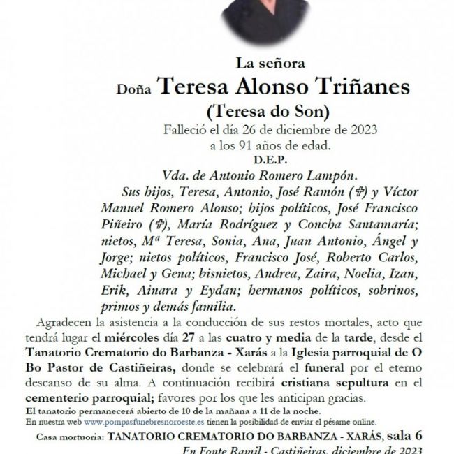 Alonso Triñanes, Teresa